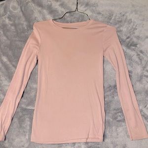 Pink Long Sleeve Slim Top Shirt Cute Blush Rose